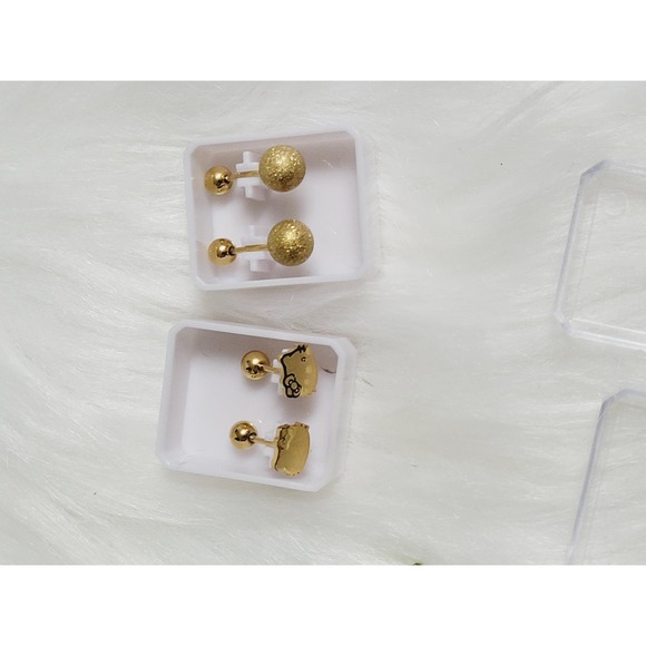 2 Pairs Hello Kitty and Ball Studs Earrings  02033 - Picture 4 of 7